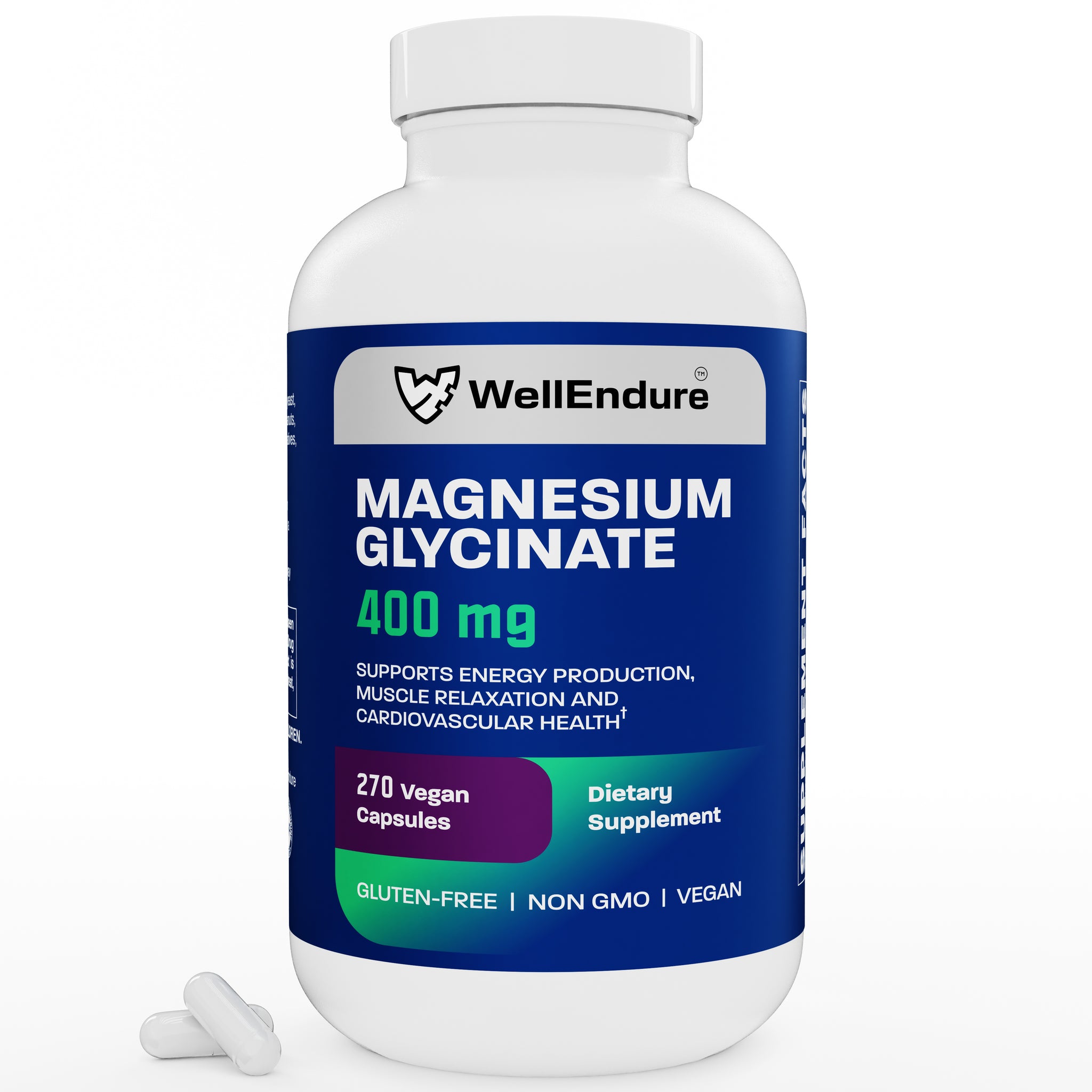 Magnesium Glycinate 400 mg – 270 Vegan Capsules